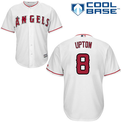 شيبودن Angels #8 Justin Upton White Cool Base Stitched Youth Baseball Jersey شيبودن