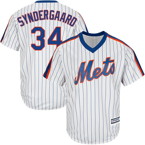 Mets #34 Noah Syndergaard White(Blue Strip) Alternate Cool Base Stitched Youth Baseball Jersey