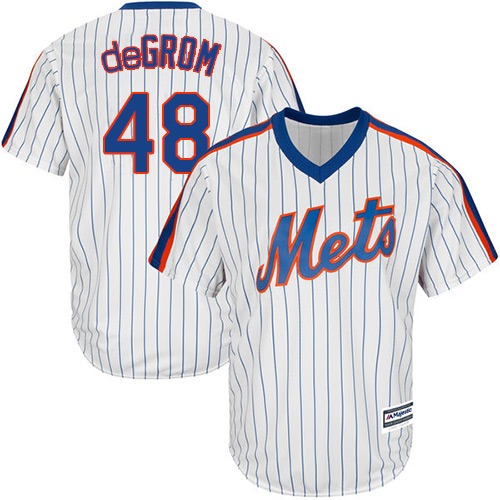 Mets #48 Jacob DeGrom White(Blue Strip) Alternate Cool Base Stitched Youth Baseball Jersey
