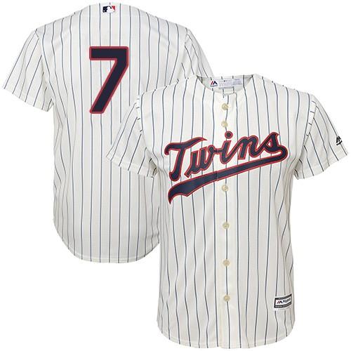 Twins #7 Joe Mauer Cream Stitched Youth Baseball Jersey