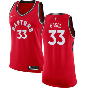 Raptors #33 Marc Gasol Red Women's Basketball Swingman Icon Edition Jersey
