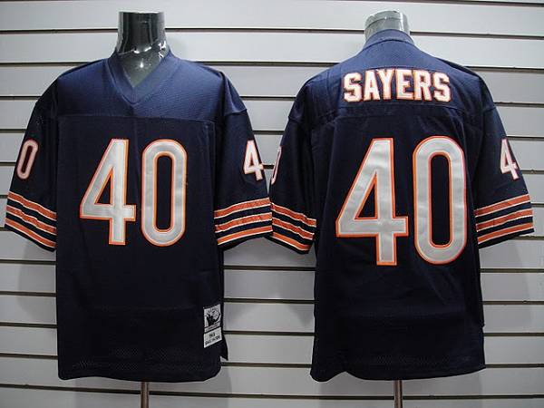 Mitchell & Ness Bears #40 Gale Sayers Blue With Small Number Stitched Throwback Football Jersey