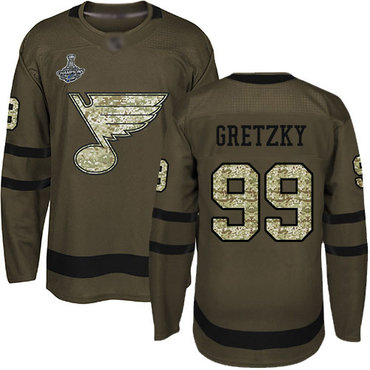 Blues #99 Wayne Gretzky Green Salute to Service Stanley Cup Champions Stitched Hockey Jersey