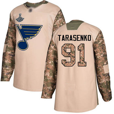 Blues #91 Vladimir Tarasenko Camo Authentic 2017 Veterans Day Stanley Cup Champions Stitched Hockey Jersey