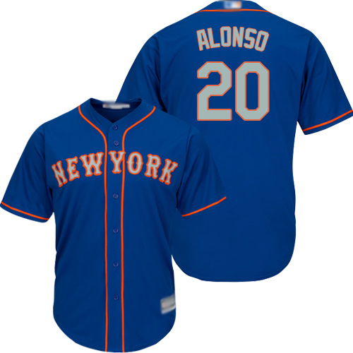 Youth Mets #20 Pete Alonso Blue(Grey NO.) Cool Base Stitched Baseball Jersey