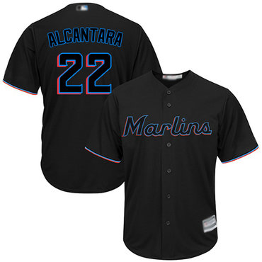 marlins #22 Sandy Alcantara Black New Cool Base Stitched Baseball Jersey