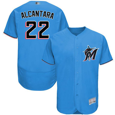 marlins #22 Sandy Alcantara Blue Flexbase Authentic Collection Stitched Baseball Jersey