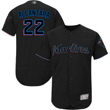 marlins #22 Sandy Alcantara Black Flexbase Authentic Collection Stitched Baseball Jersey