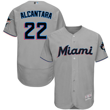 marlins #22 Sandy Alcantara Grey Flexbase Authentic Collection Stitched Baseball Jersey