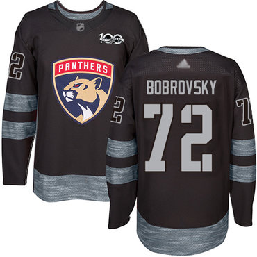 Panthers #72 Sergei Bobrovsky Black 1917-2017 100th Anniversary Stitched Hockey Jersey