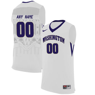 Washington Huskies White College Basketball Customized Men's Jersey