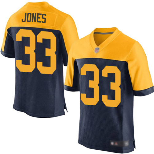 Men's Green Bay Packers #33 Aaron Jones Navy Blue Elite Football Alternate Jersey