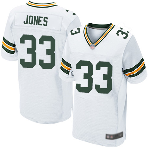 Men's Green Bay Packers #33 Aaron Jones Road White Elite Football Alternate Jersey
