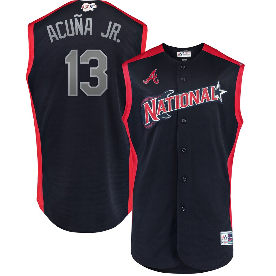 MLB National League 13 Ronald Acuña Jr. Navy 2019 All-Star Game Men Jersey