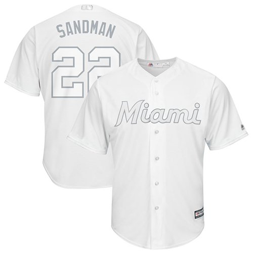 marlins #22 Sandy Alcantara White Sandman Players Weekend Cool Base Stitched Baseball Jersey
