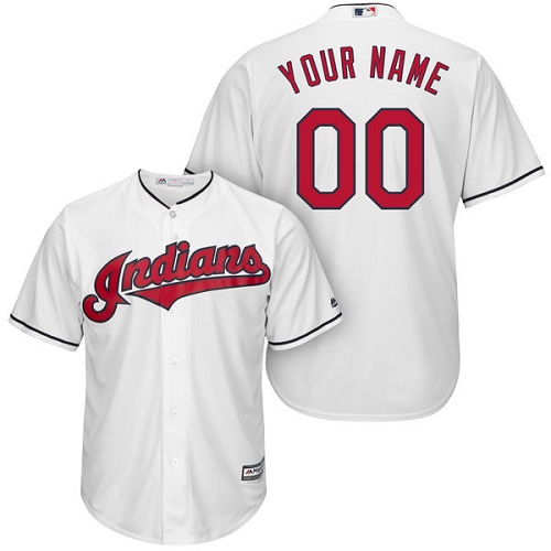 Authentic White Baseball Home Youth Jersey Customized Cleveland Indians Cool Base
