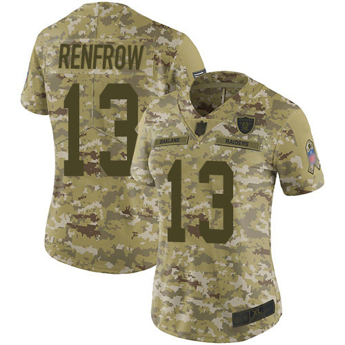 Raiders #13 Hunter Renfrow Camo Women's Stitched Football Limited 2018 Salute to Service Jersey