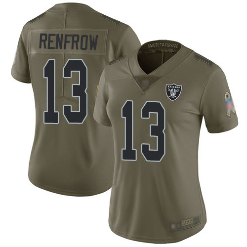 Raiders #13 Hunter Renfrow Olive Women's Stitched Football Limited 2017 Salute to Service Jersey