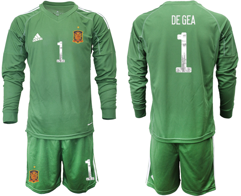 2020-21 Spain army green goalkeeper 1# DE GEA long sleeve soccer jerseys