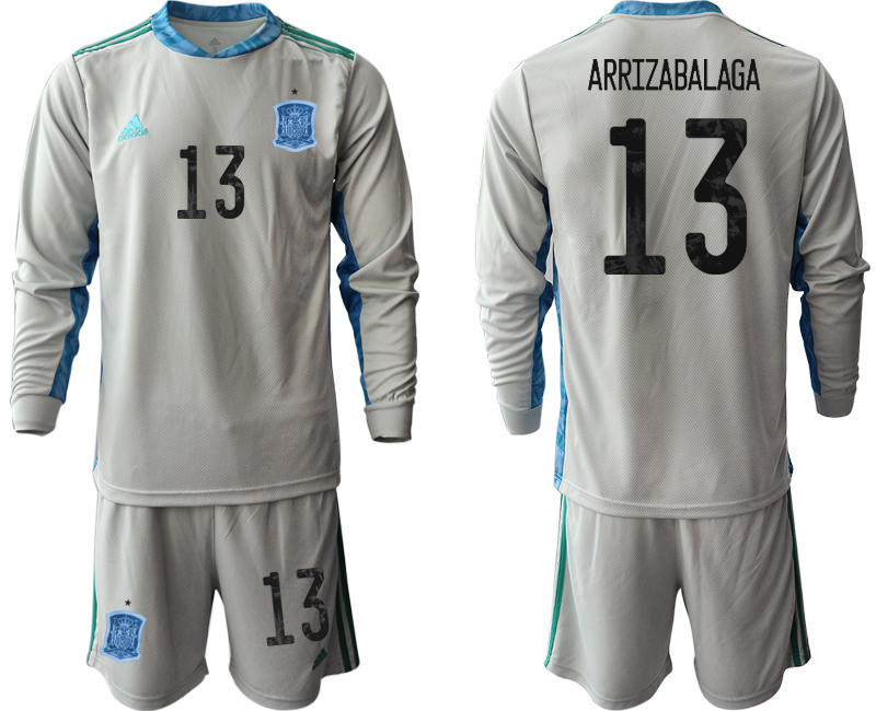 2020-21 Spain gray goalkeeper 13# ARRIZABALAGA long sleeve soccer jerseys