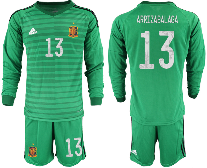 2020-21 Spain green goalkeeper 13# ARRIZABALAGA long sleeve soccer jerseys