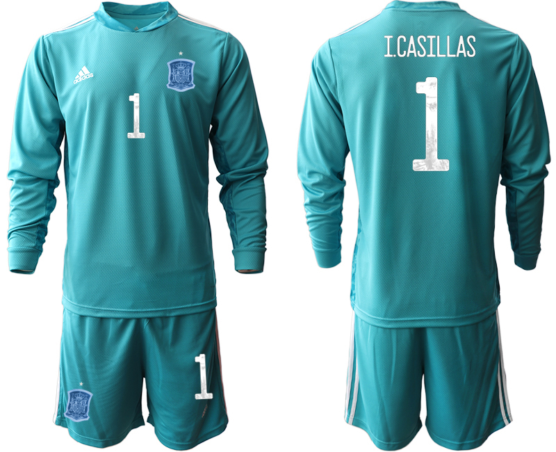 2020-21 Spain lake blue goalkeeper 1# I.CASILLAS long sleeve soccer jerseys
