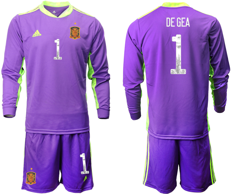 2020-21 Spain purple goalkeeper 1# DE GEA long sleeve soccer jerseys