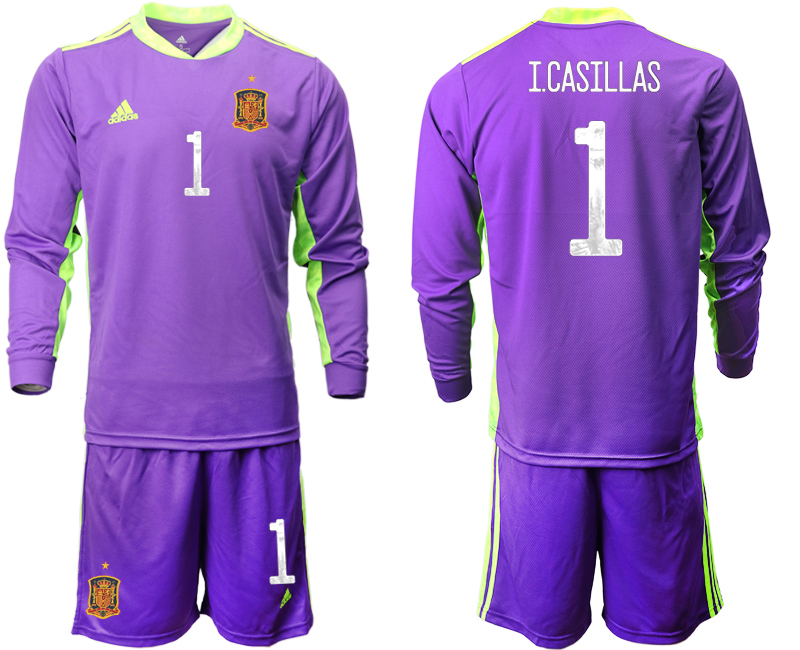 2020-21 Spain purple goalkeeper 1# I.CASILLAS long sleeve soccer jerseys