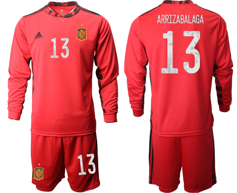 2020-21 Spain red goalkeeper 13# ARRIZABALAGA long sleeve soccer jerseys