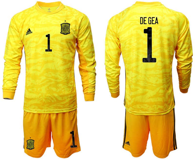 2020-21 Spain yellow goalkeeper 1# DE GEA long sleeve soccer jerseys