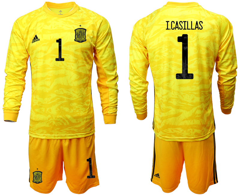 2020-21 Spain yellow goalkeeper 1# I.CASILLAS long sleeve soccer jerseys