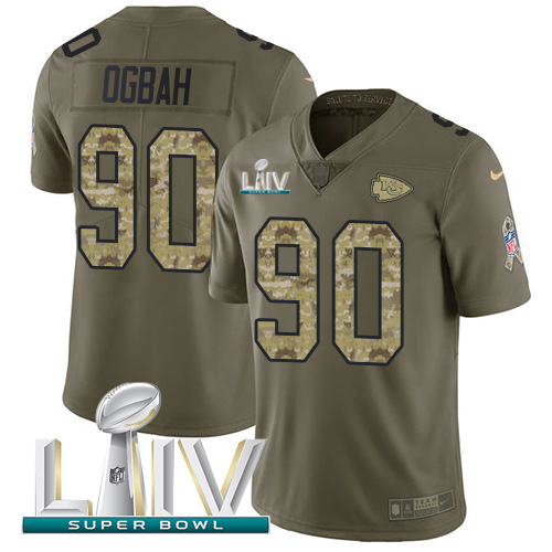 Nike Chiefs #90 Emmanuel Ogbah Olive Camo Super Bowl LIV 2020 Men's Stitched NFL Limited 2017 Salute To Service Jersey