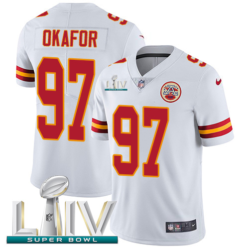 Nike Chiefs #97 Alex Okafor White Super Bowl LIV 2020 Youth Stitched NFL Vapor Untouchable Limited Jersey
