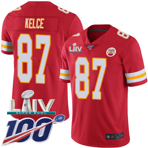 Nike Chiefs #87 Travis Kelce Red Super Bowl LIV 2020 Team Color Youth Stitched NFL 100th Season Vapor Untouchable Limited Jersey