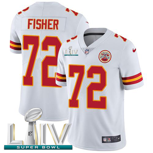 Nike Chiefs #72 Eric Fisher White Super Bowl LIV 2020 Youth Stitched NFL Vapor Untouchable Limited Jersey