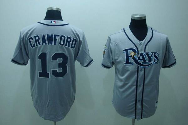Men's Tampa Bay Rays #13 Carl Crawford Gray Road Stitched MLB Majestic Cool Base Jersey