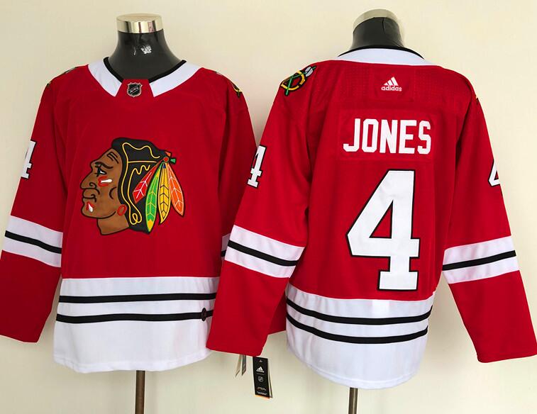 Men's Chicago BlackHawks #4 Seth Jones Red Stitched Adidas NHL Jersey