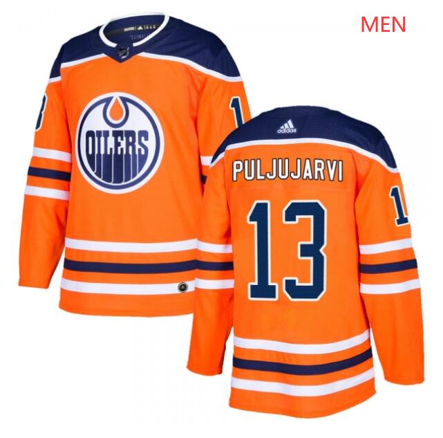 Men's Jesse Puljujarvi Edmonton Oilers #13 NHL Adidas Home Jersey-Orange