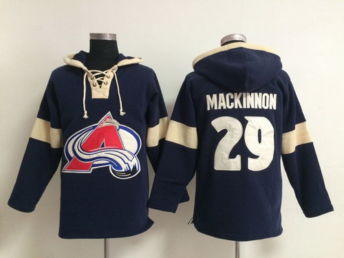 2014 Old Time Hockey Colorado Avalanche #29 Nathan MacKinnon Navy Blue Hoodie