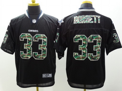 Nike Dallas Cowboys #33 Tony Dorsett Black With Camo Elite Jersey