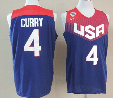 2014 FIBA Team USA #4 Stephen Curry Revolution 30 Swingman Navy Blue Jersey