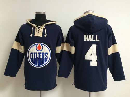 2014 Old Time Hockey Edmonton Oilers #4 Taylor Hall Navy Blue Hoodie