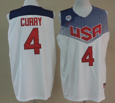 2014 FIBA Team USA #4 Stephen Curry Revolution 30 Swingman White Jersey