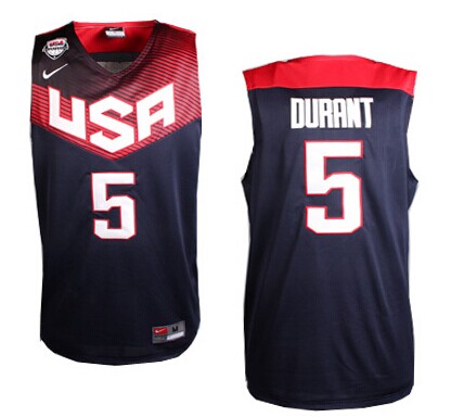 2014 FIBA Team USA #5 Kevin Durant Revolution 30 Swingman Navy Blue Jersey
