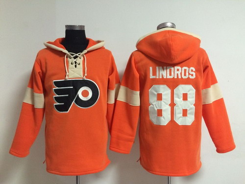 2014 Old Time Hockey Philadelphia Flyers #88 Eric Lindros Orange Hoodie