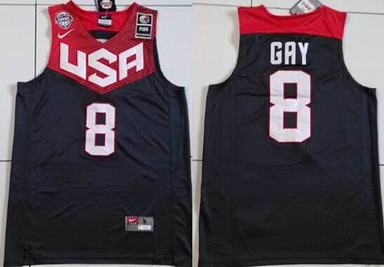 2014 FIBA Team USA #8 Rudy Gay Revolution 30 Swingman Navy Blue Jersey