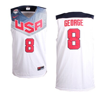 2014 FIBA Team USA #8 Paul George Revolution 30 Swingman White Jersey