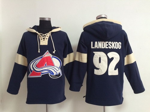 2014 Old Time Hockey Colorado Avalanche #92 Gabriel Landeskog Navy Blue Hoodie