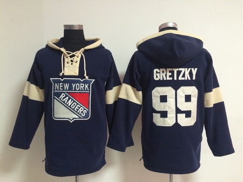 2014 Old Time Hockey New York Rangers #99 Wayne Gretzky Navy Blue Hoodie