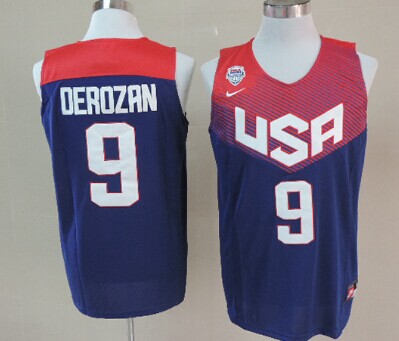 2014 FIBA Team USA #9 Demar DeRozan Revolution 30 Swingman Navy Blue Jersey